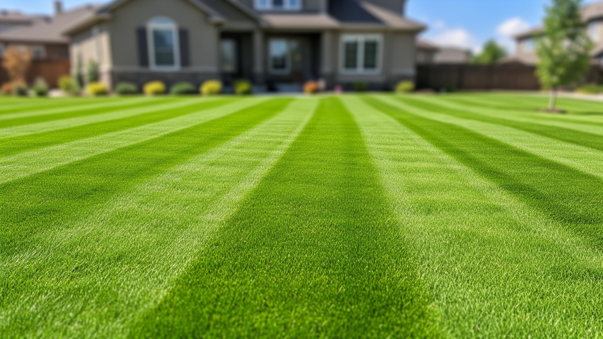 Freshly mowed green lawn in front of a Utah County home